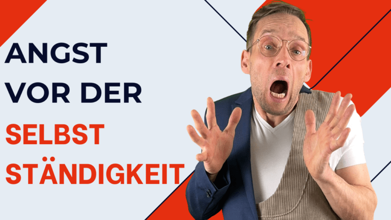 Henry mit weit geöffnetem Mund und erhobenen Händen neben dem Text „Angst vor der Selbstständigkeit“.