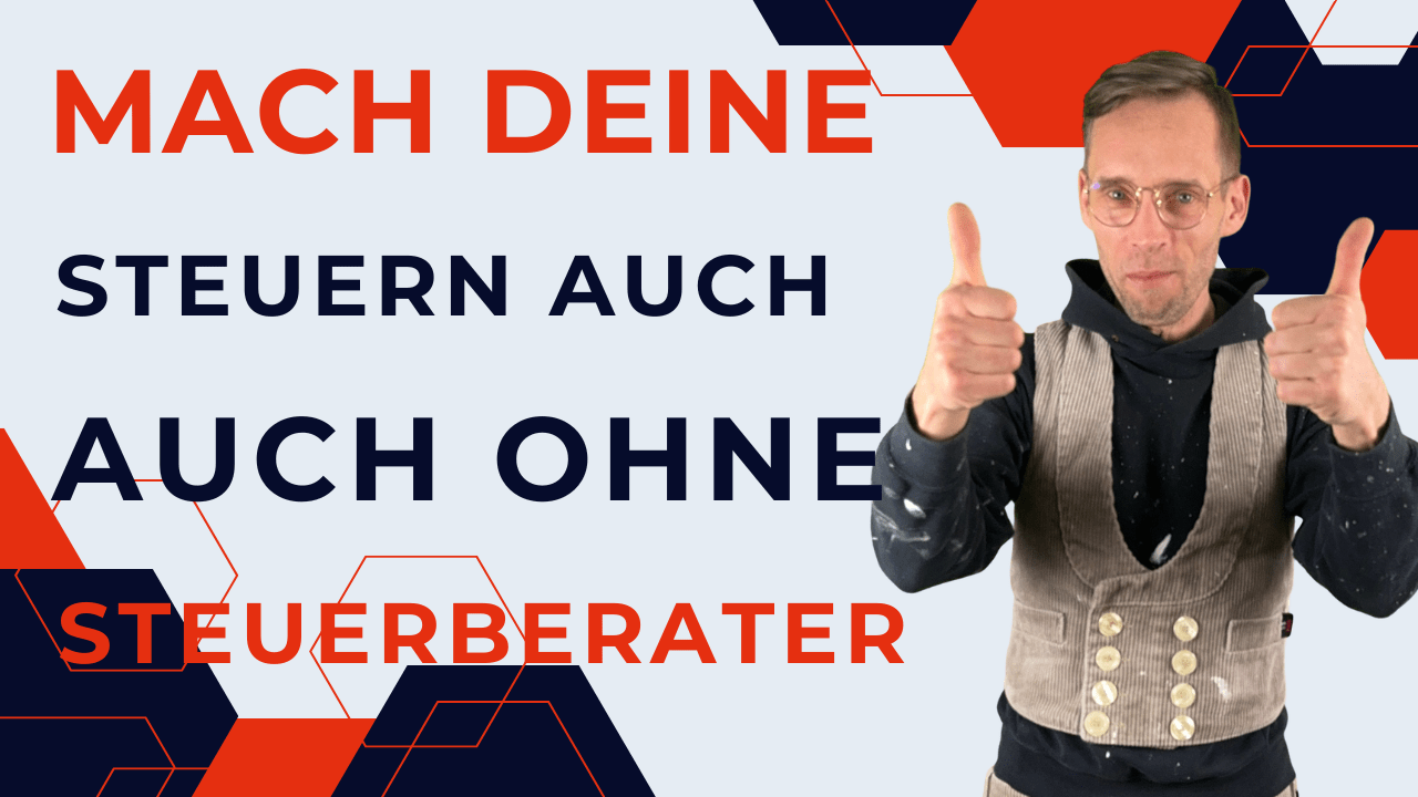 Henry zeigt zwei Daumen nach oben neben dem Text „Steuern selber machen auch ohne Steuerberater“.