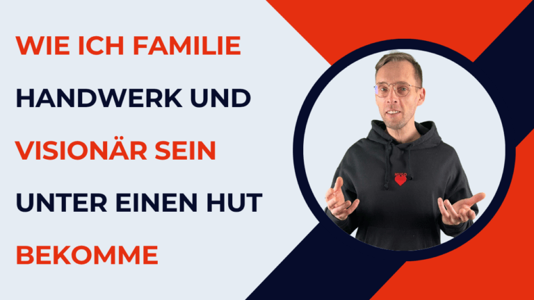 Henry mit offenen Händen neben dem Text „Zeitmanagement für Einzelunternehmer“.